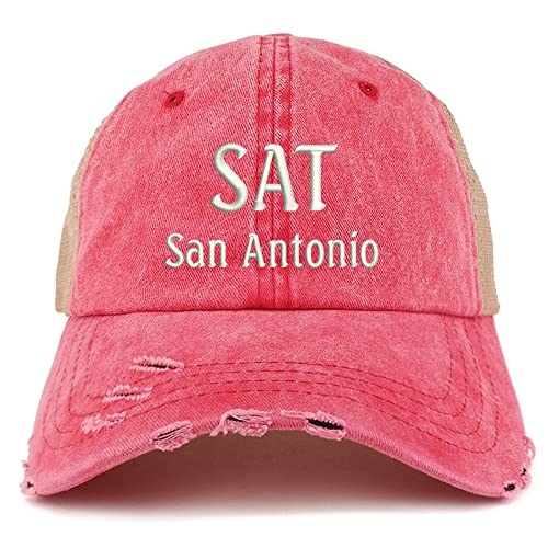Trendy Apparel Shop SAN San Antonio Embroidered Frayed Bill Trucker Mesh Back Cap