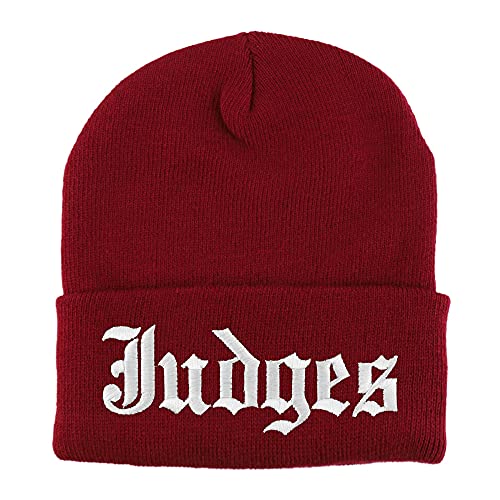 Trendy Apparel Shop Judges Old English Embroidered Long Cuff Beanie
