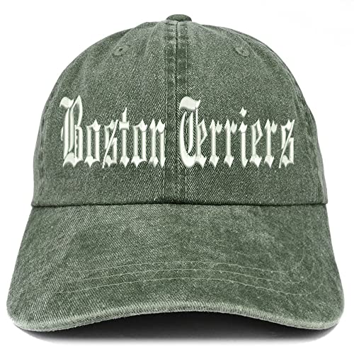 Trendy Apparel Shop Old English Boston Terriers Washed Pigment Dyed Baseball Cap