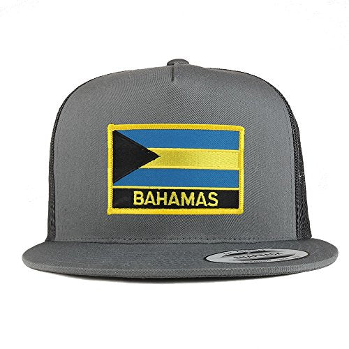 Trendy Apparel Shop Bahamas Flag 5 Panel Flatbill Trucker Mesh Snapback Cap