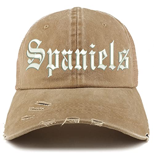 Trendy Apparel Shop Old English Spaniels Frayed Bill Trucker Mesh Back Cap