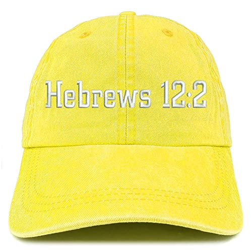 Trendy Apparel Shop Hebrews 12:2 Washed Pigment Dyed Baseball Cap