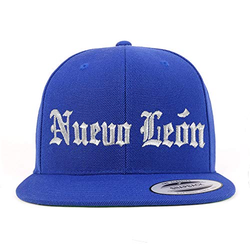 Trendy Apparel Shop Old English Nuevo Leon White Embroidered Flatbill Snapback Baseball Cap