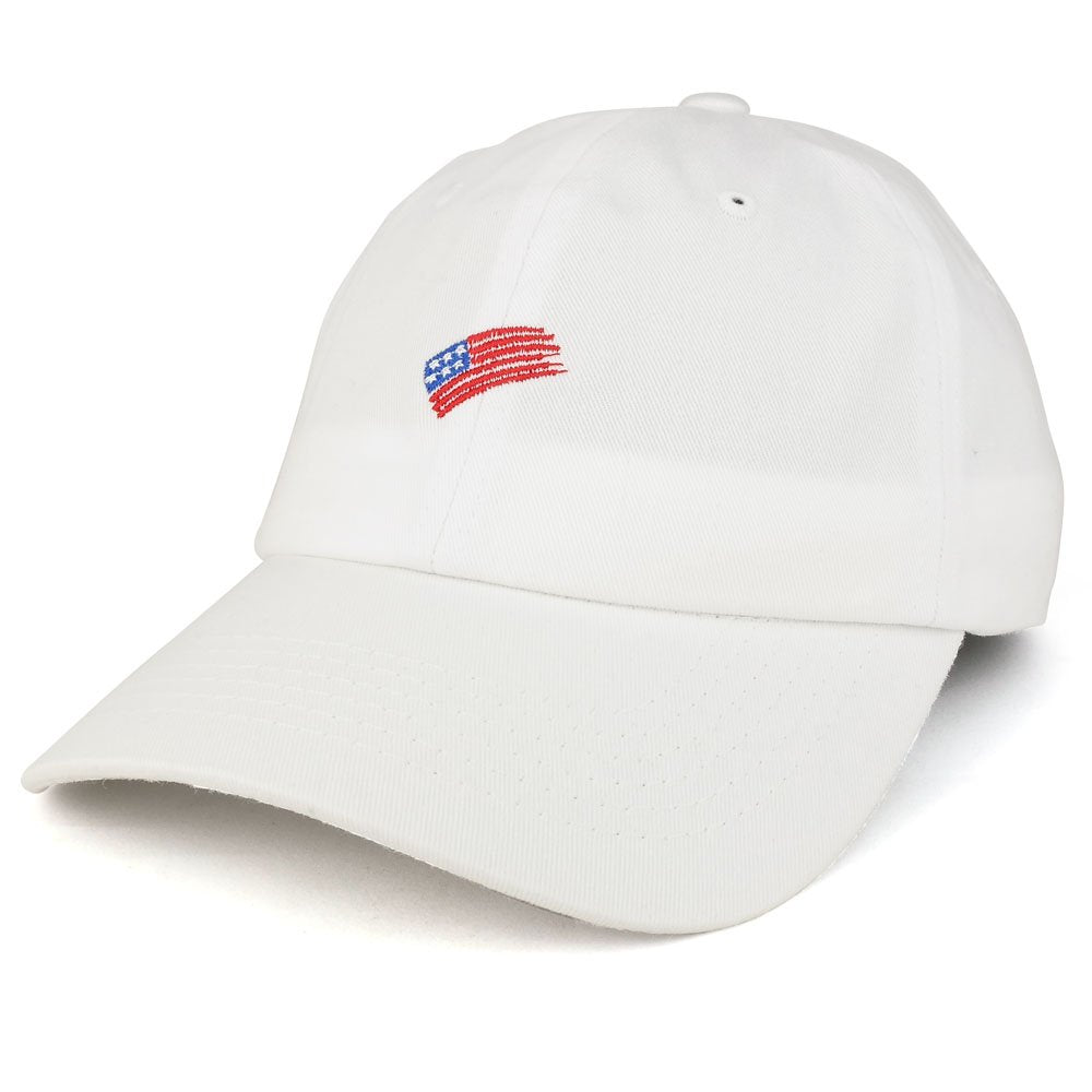 Trendy Apparel Shop Simple USA Flag Symbol Embroidered Unstructured Soft Cotton Dad Hat