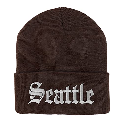 Trendy Apparel Shop Seattle Old English Embroidered Long Cuff Beanie