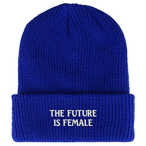 Trendy Apparel Shop The Future is Female Embroidery Ribbed Cuff Knit Long Beanie