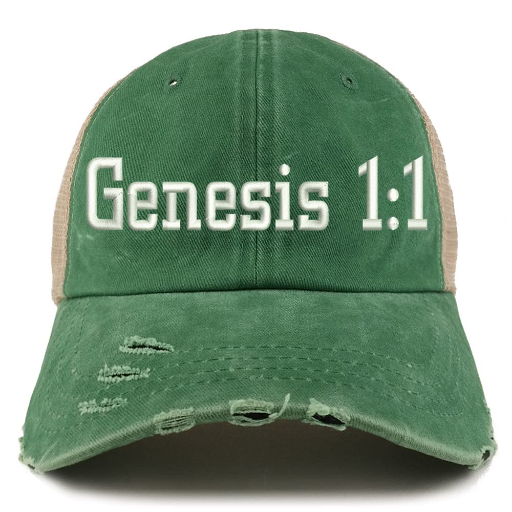 Trendy Apparel Shop Genesis 1:1 Frayed Bill Trucker Mesh Back Cap