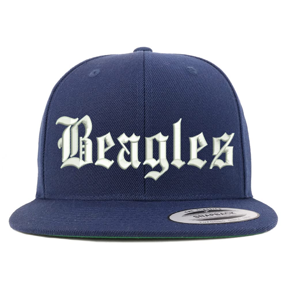 Trendy Apparel Shop Old English Beagles Embroidered Flatbill Snapback
