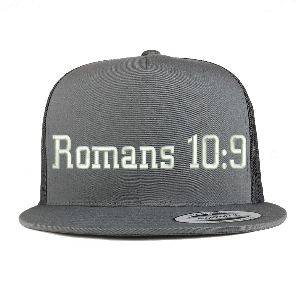 Trendy Apparel Shop Romans 10:9 5 Panel Flatbill Trucker Cap