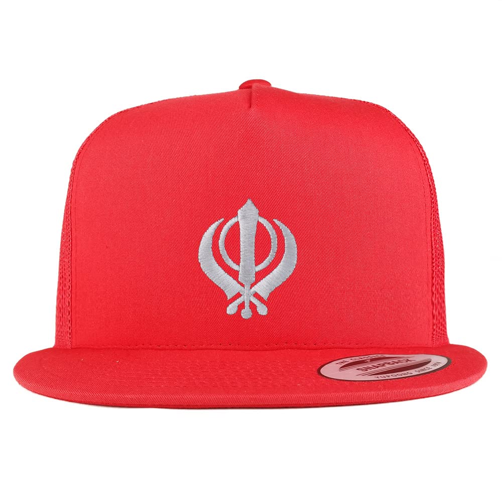 Trendy Apparel Shop Sikhism Embroidered 5 Panel Flatbill Trucker Cap
