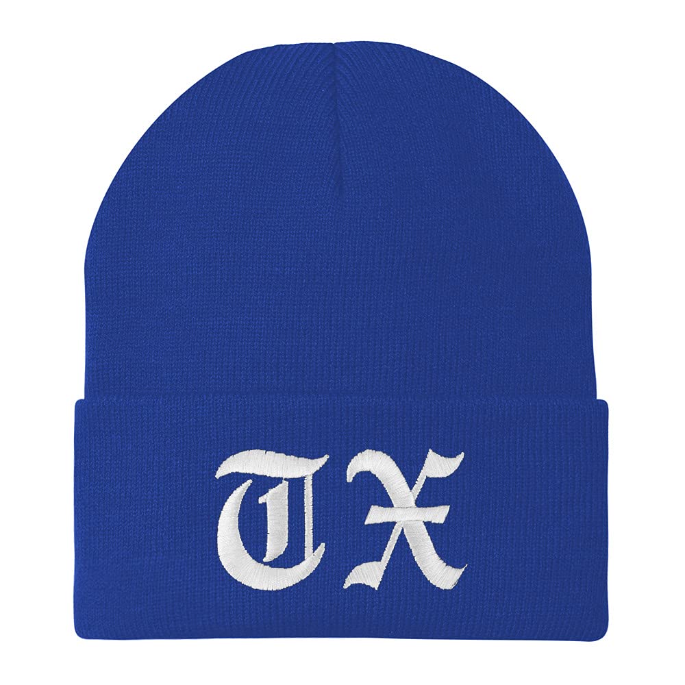 Trendy Apparel Shop Texas TX Old English Embroidered Long Cuff Beanie