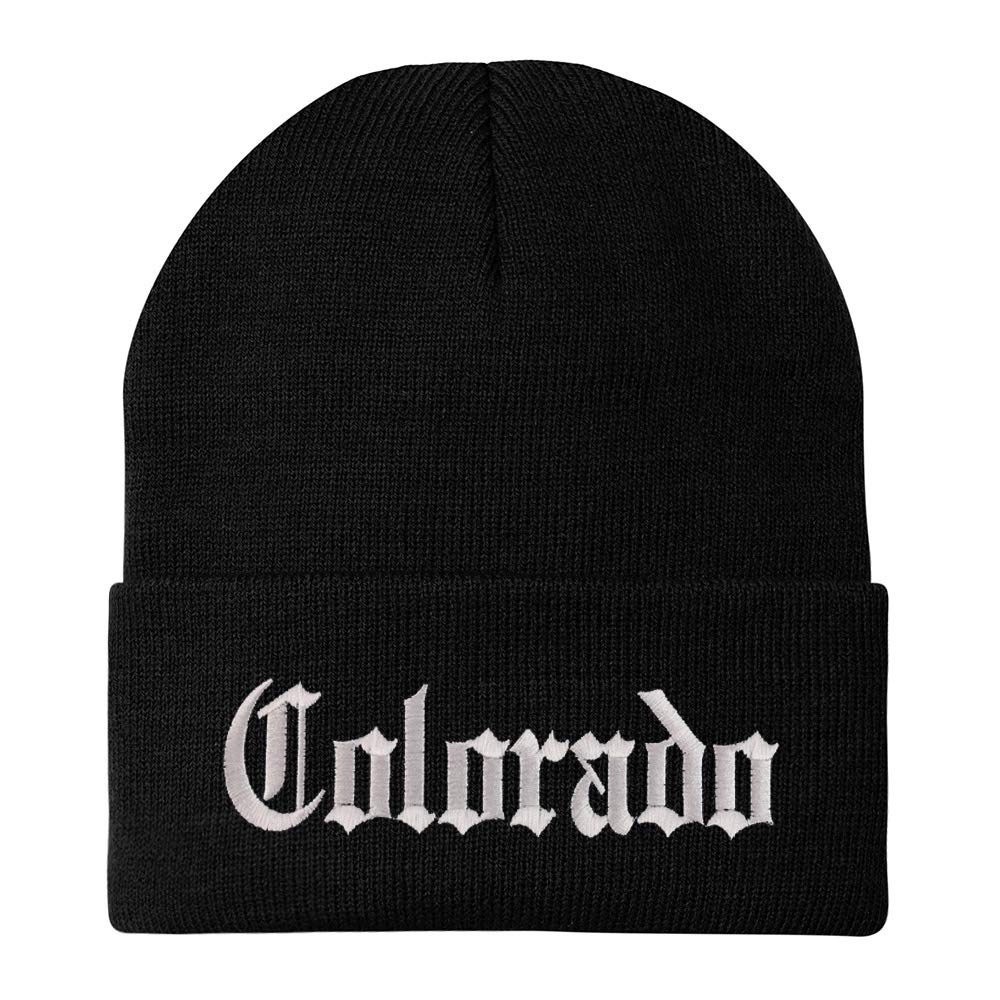 Trendy Apparel Shop Colorado State Old English Embroidered Long Cuff Beanie