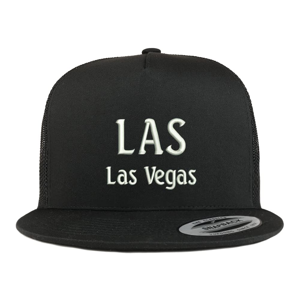 Trendy Apparel Shop LAS Las Vegas Embroidered 5 Panel Flatbill Trucker Cap