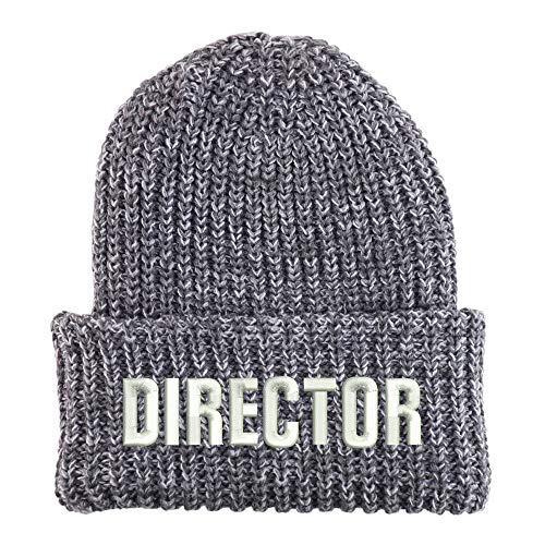 Trendy Apparel Shop Director Embroidered Long Cuffed Thick Ribbed Knit Beanie