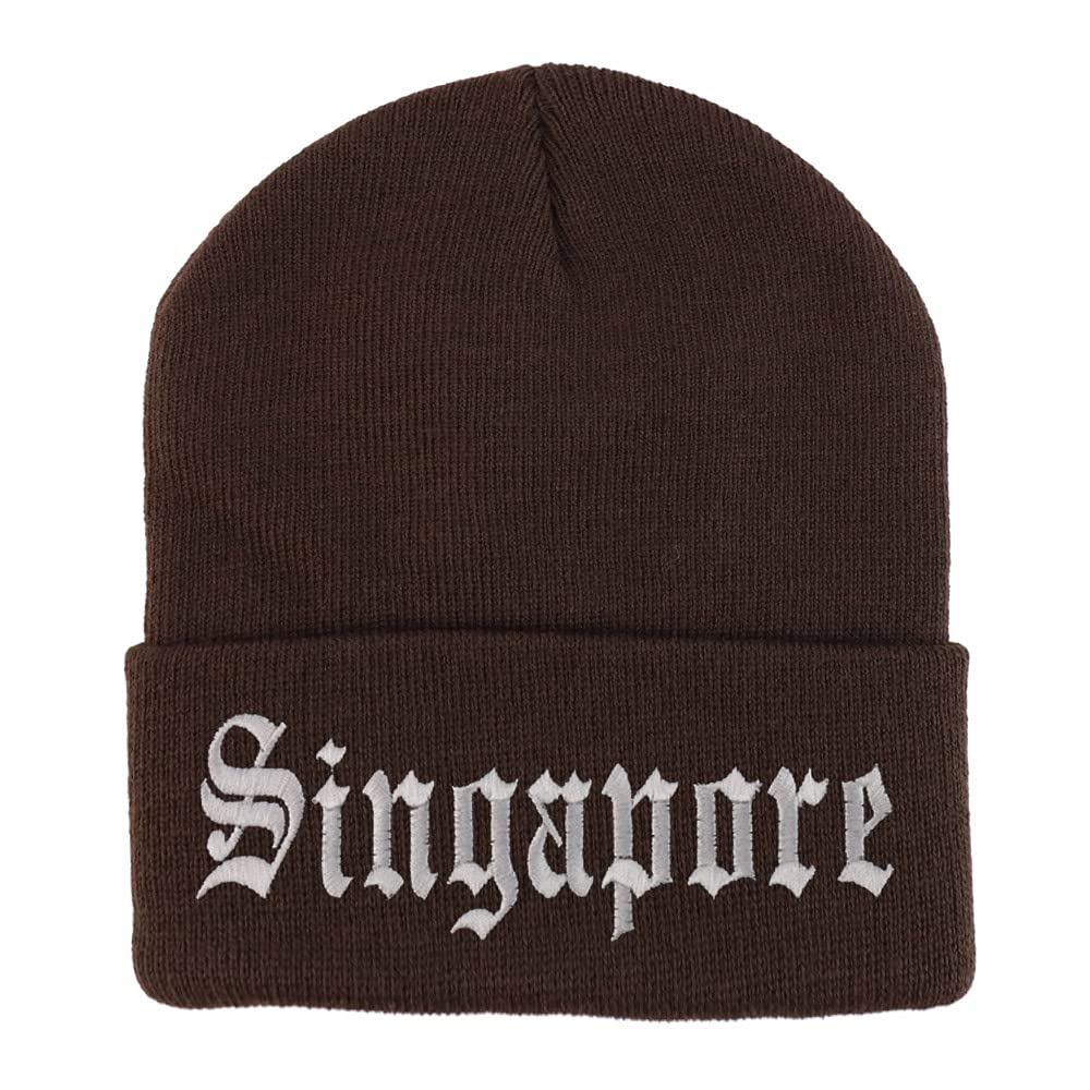 Trendy Apparel Shop Singapore Old English Embroidered Long Cuff Beanie