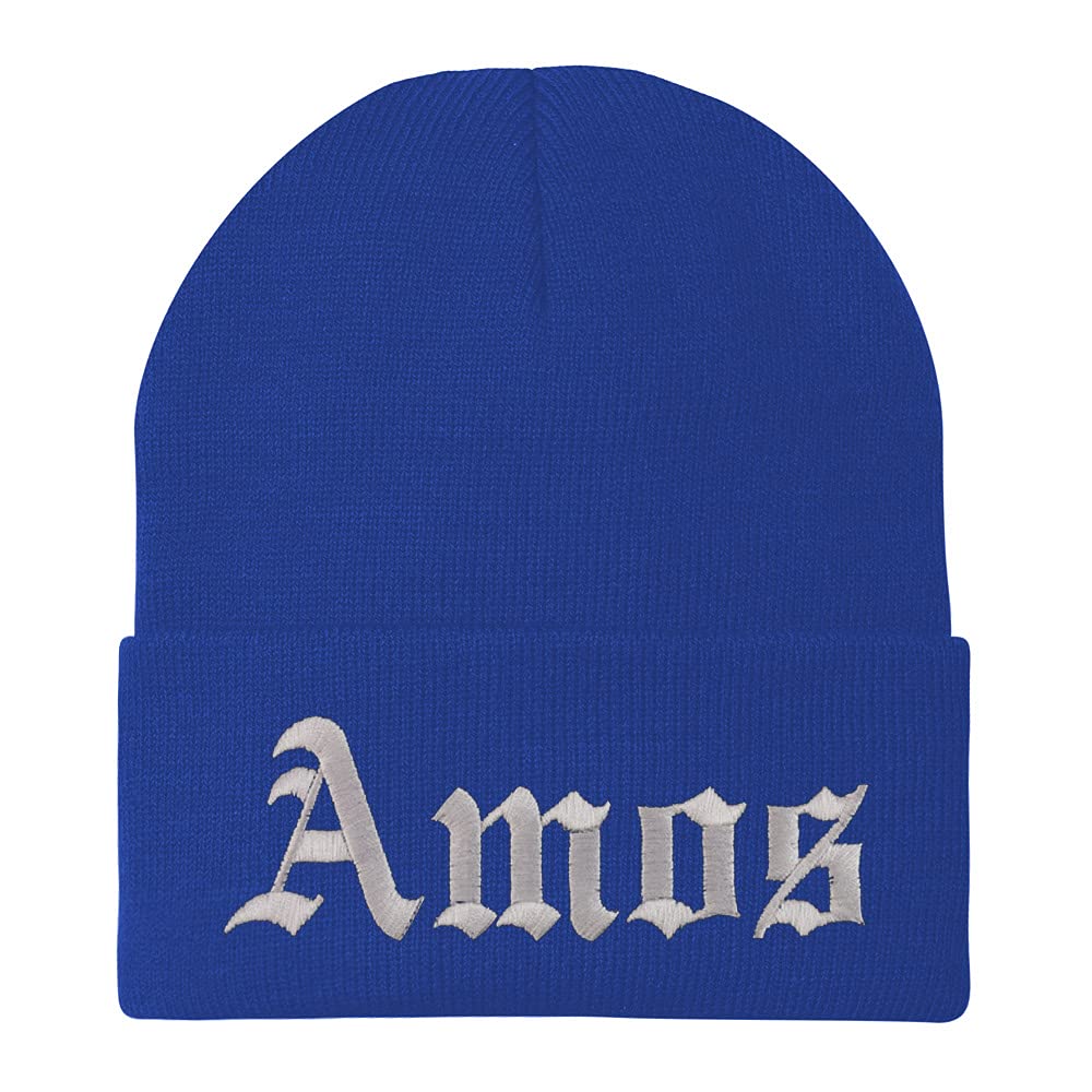 Trendy Apparel Shop Amos Old English Embroidered Long Cuff Beanie