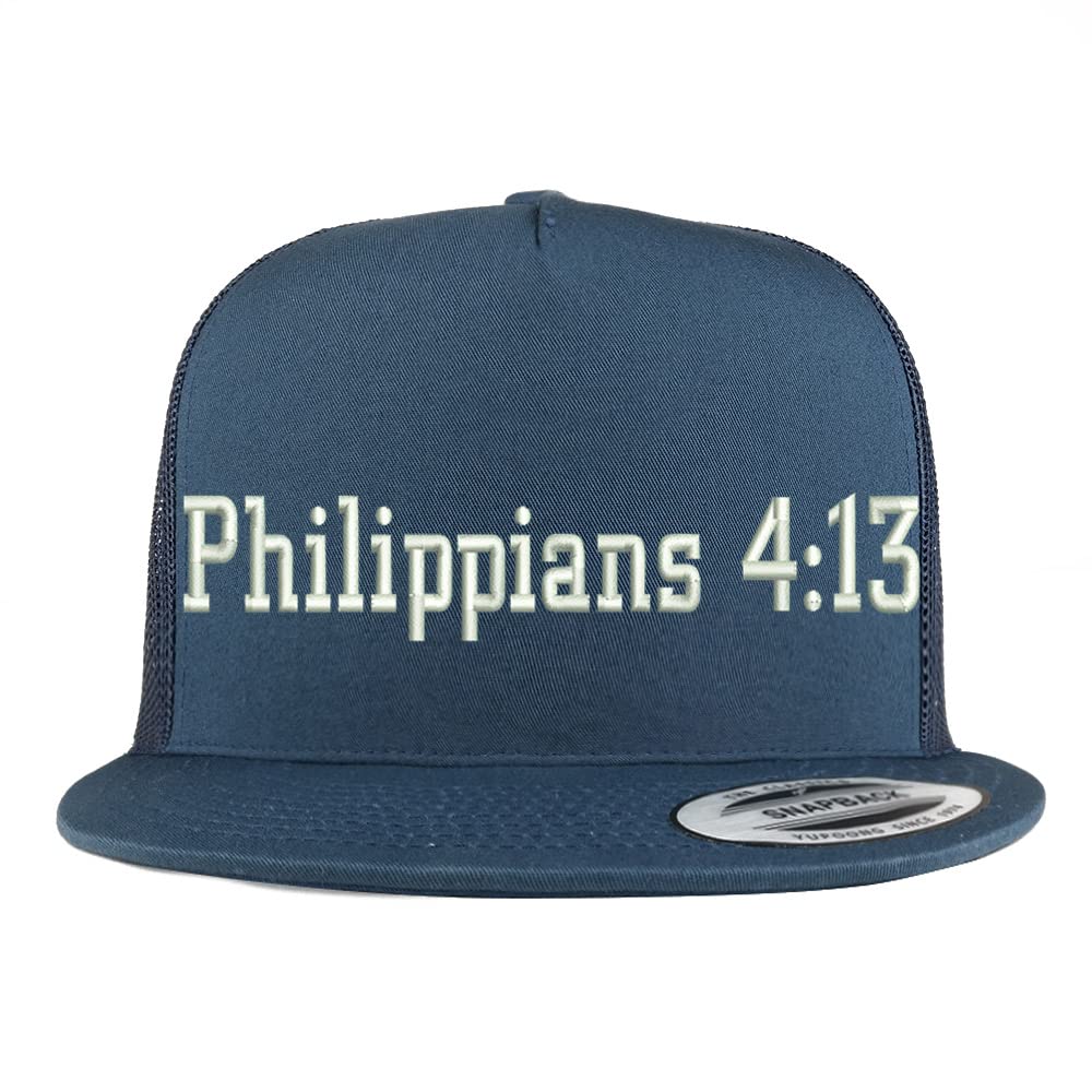 Trendy Apparel Shop Philippians 4:13 5 Panel Flatbill Trucker Cap