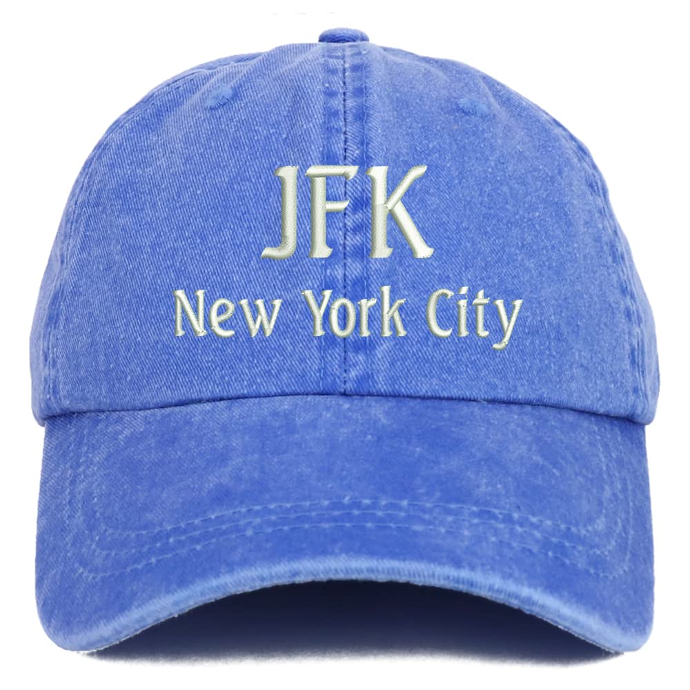Trendy Apparel Shop JFK New York City Embroidered Pigment Dyed Washed Baseball Cap
