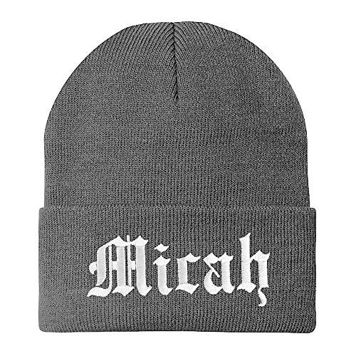 Trendy Apparel Shop Micah Old English Embroidered Long Cuff Beanie