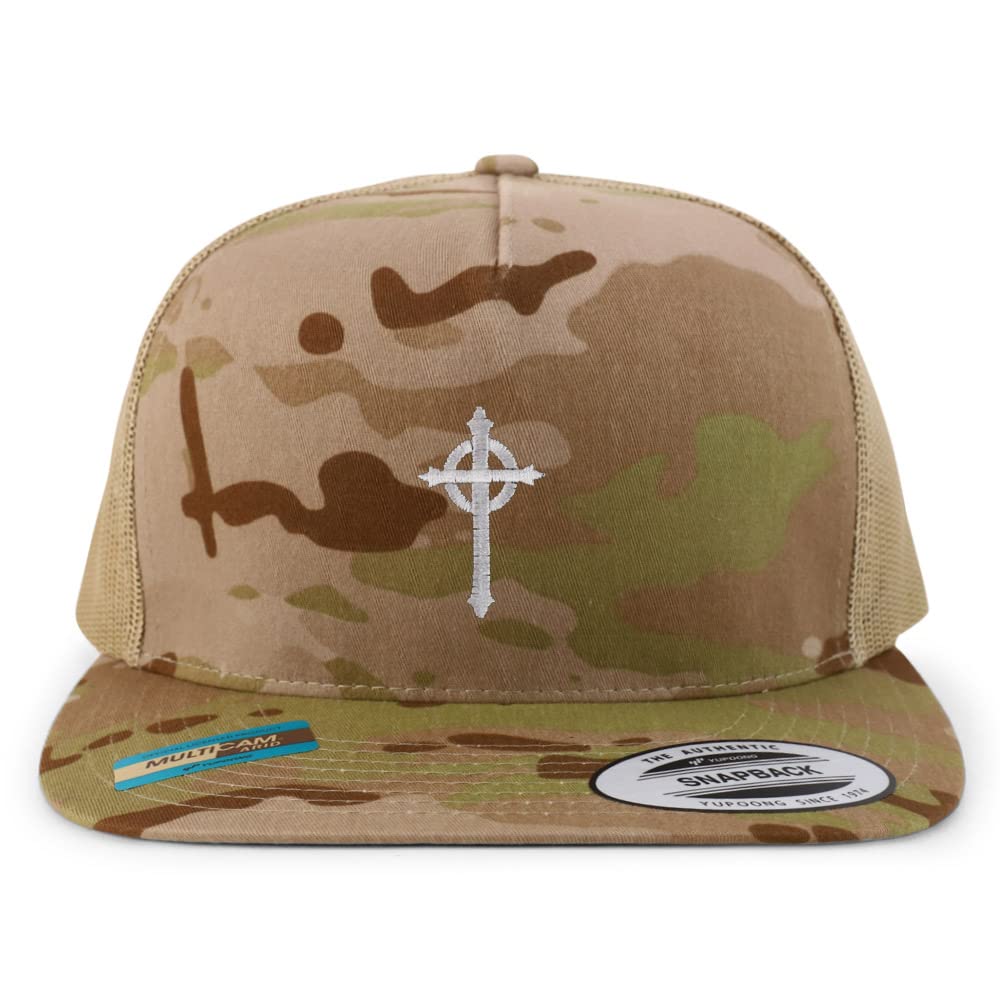 Trendy Apparel Shop Presbyterian Cross Embroidered 5 Panel Flatbill Trucker Cap