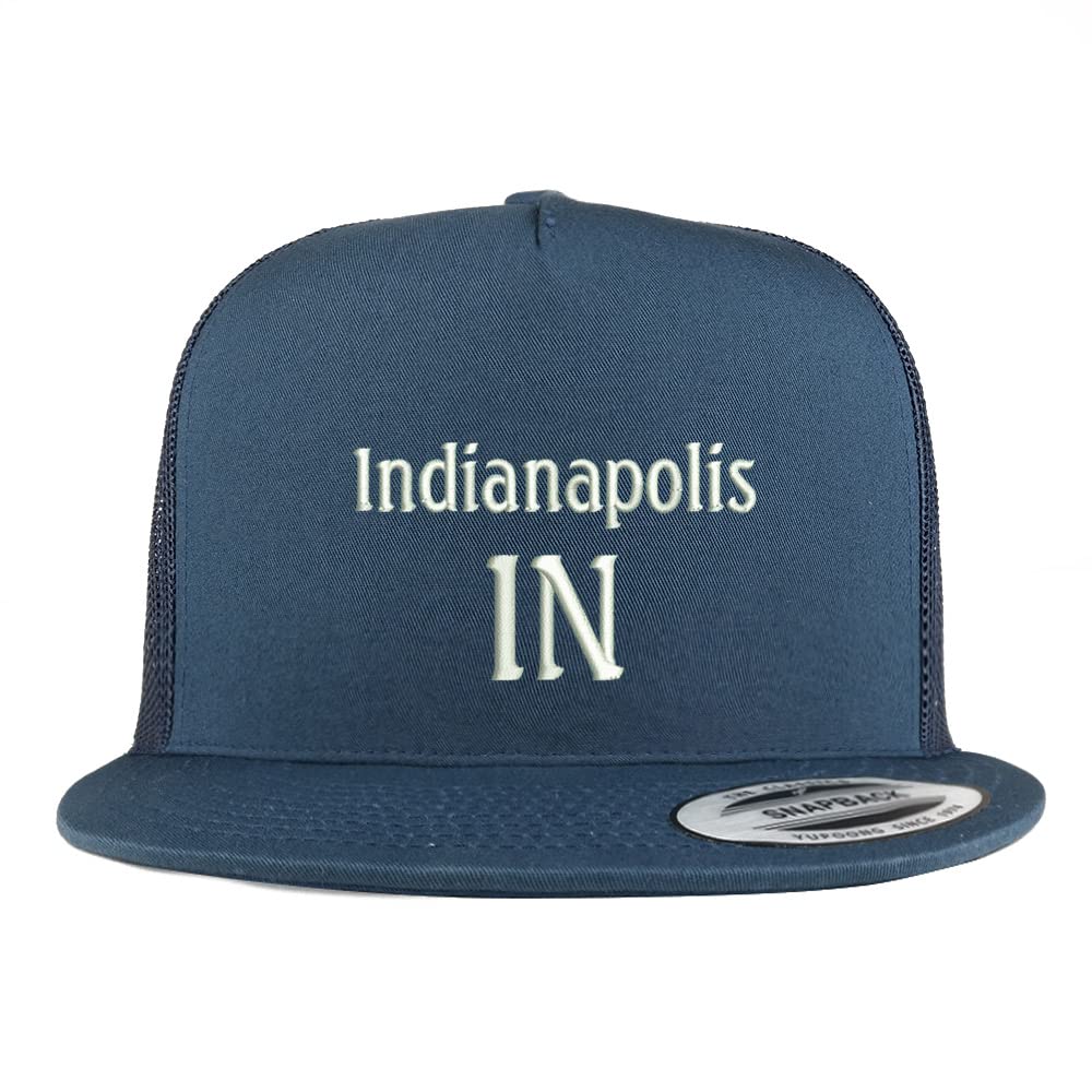 Trendy Apparel Shop Indianapolis in Embroidered 5 Panel Flatbill Trucker Cap