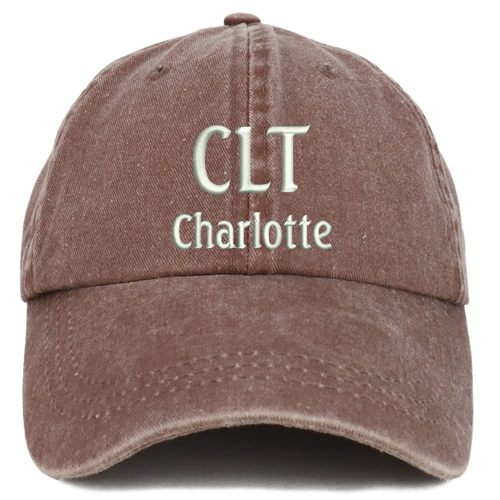 Trendy Apparel Shop CLT Charlotte Embroidered Pigment Dyed Washed Baseball Cap