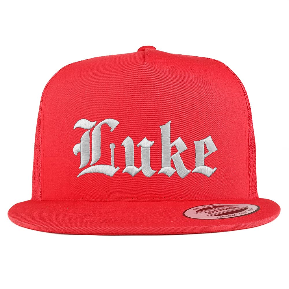 Trendy Apparel Shop Luke Old English 5 Panel Flatbill Trucker Cap