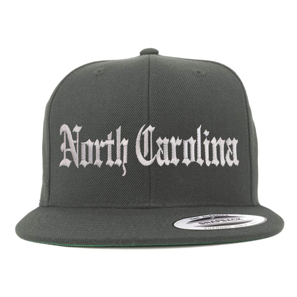Trendy Apparel Shop North Carolina State Old English Embroidered Flatbill Cap