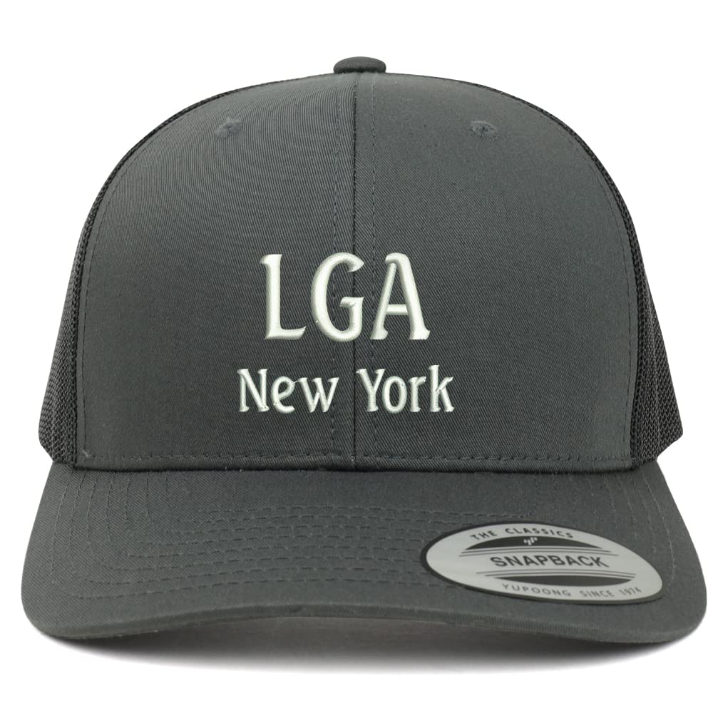 Trendy Apparel Shop LGA New York Embroidered Retro Fit Trucker Mesh Cap