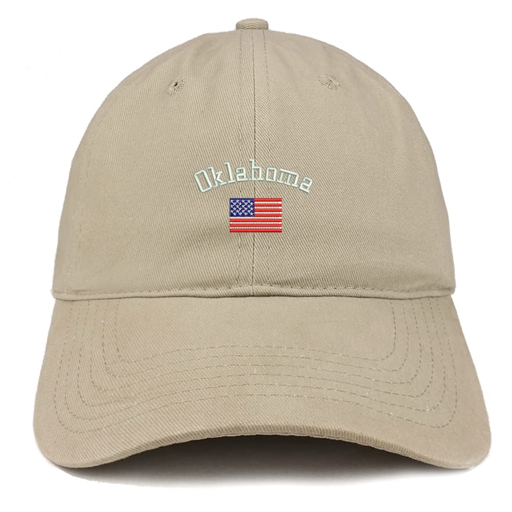 Trendy Apparel Shop Oklahoma USA Flag Low Profile Soft Cotton Baseball Cap