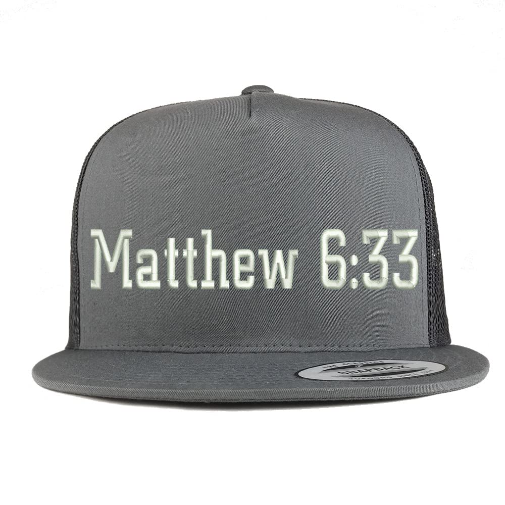 Trendy Apparel Shop Matthew 6:33 5 Panel Flatbill Trucker Cap
