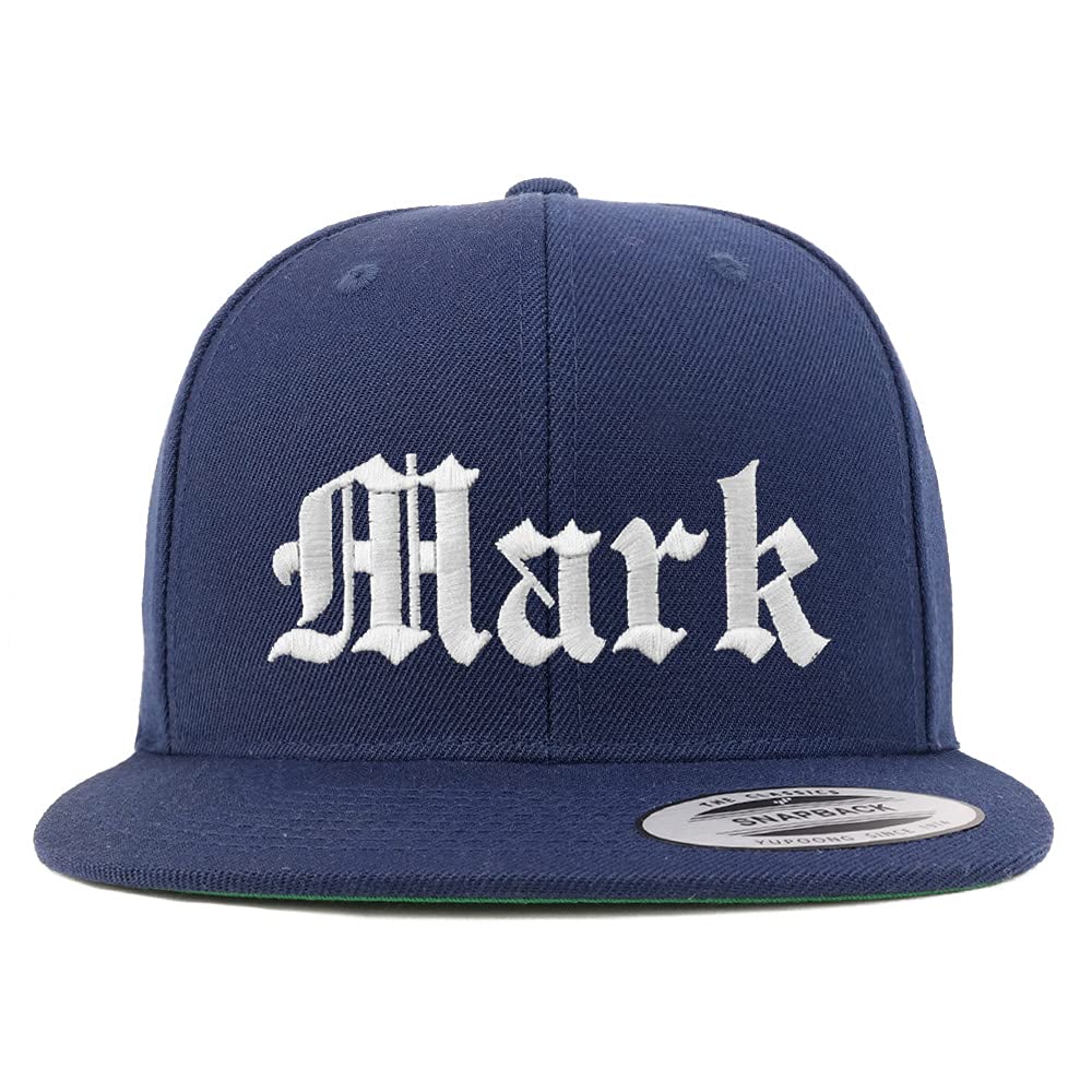 Trendy Apparel Shop Mark Old English Embroidered Flatbill Snapback