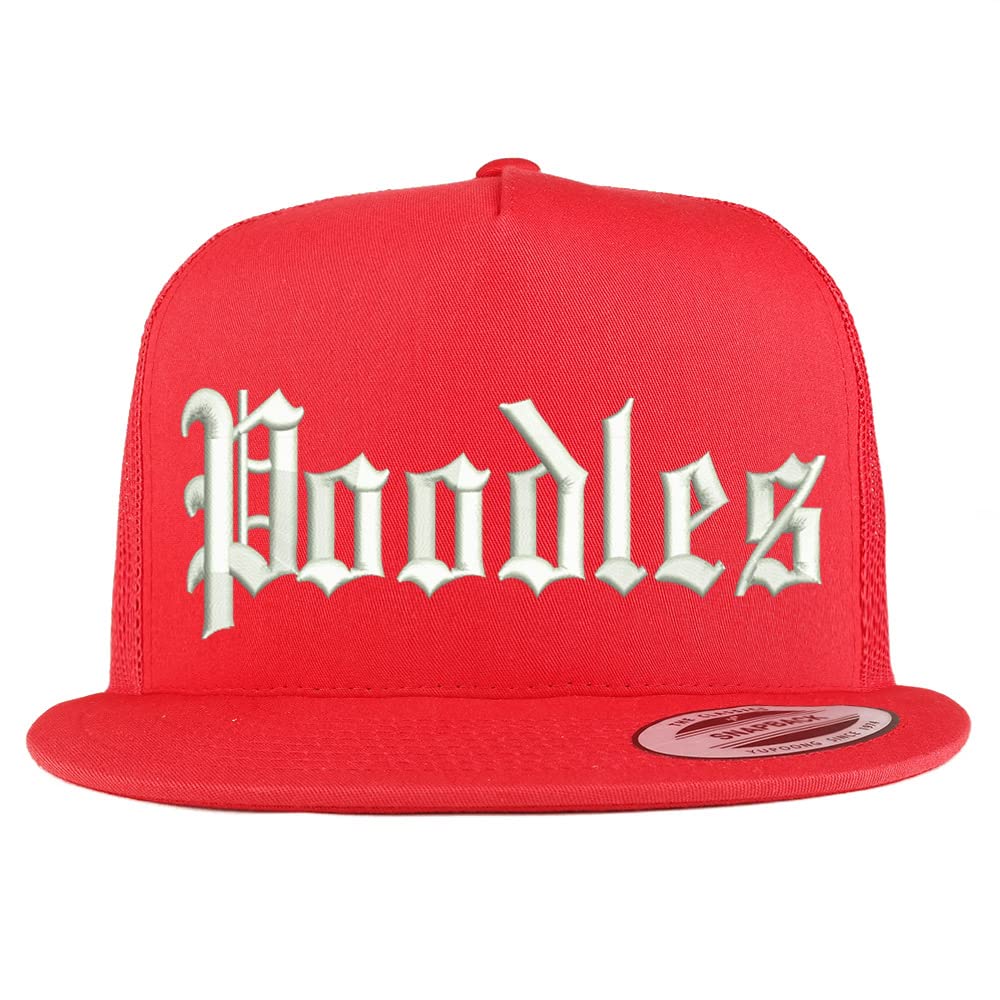Trendy Apparel Shop Old English Poodles 5 Panel Flatbill Trucker Cap