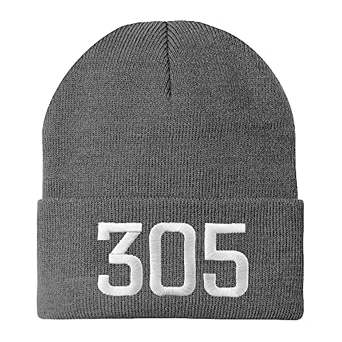 Trendy Apparel Shop Miami 305 Old English Embroidered Long Cuff Beanie