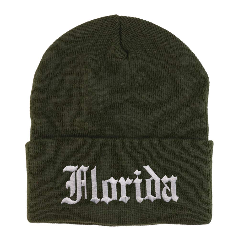 Trendy Apparel Shop Florida State Old English Embroidered Long Cuff Beanie