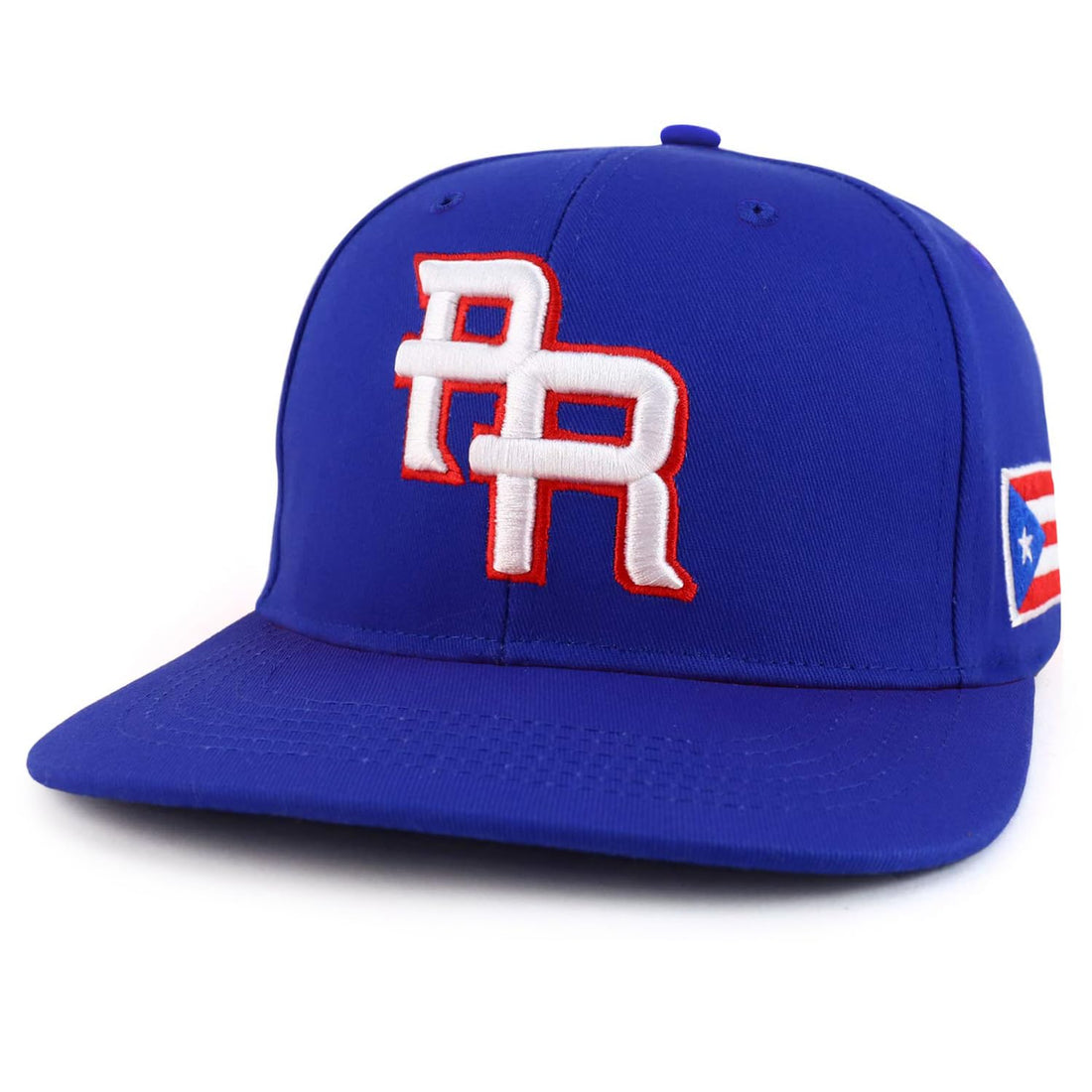 Trendy Apparel Shop PR 3D Embroidered Flatbill Snapback Cap with Puerto Rico Flag - Royal
