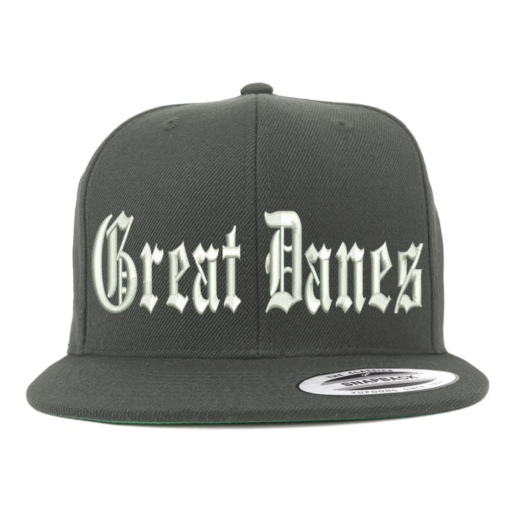 Trendy Apparel Shop Old English Great Danes Embroidered Flatbill Snapback