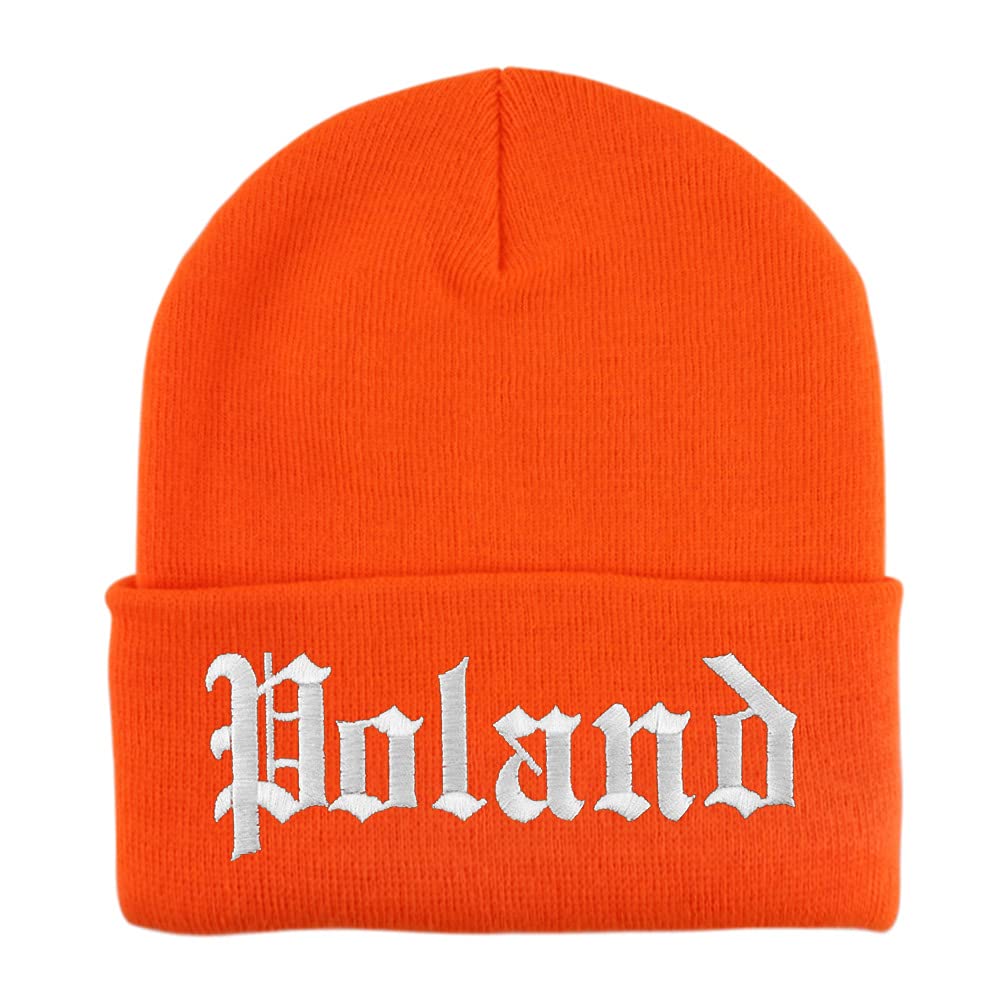 Trendy Apparel Shop Poland Old English Embroidered Long Cuff Beanie