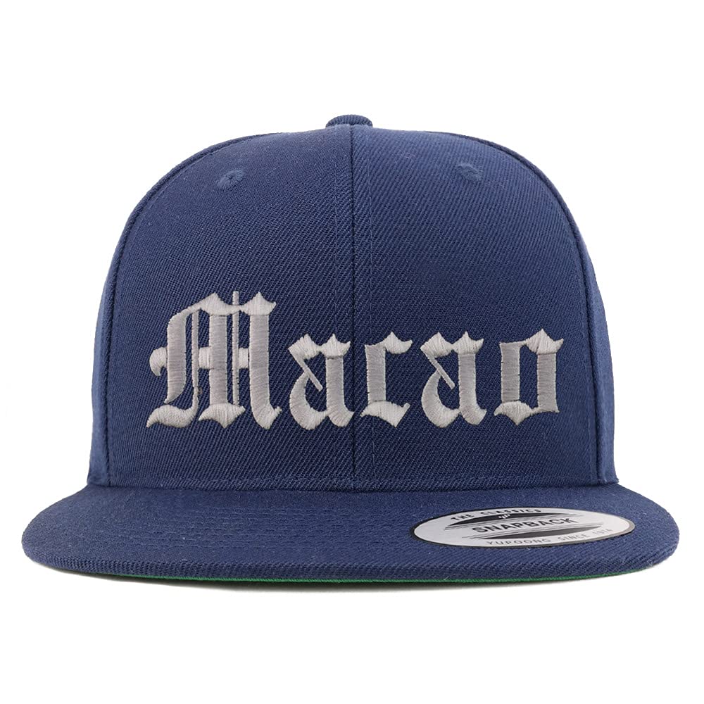 Trendy Apparel Shop Macao Old English Embroidered Flatbill Snapback