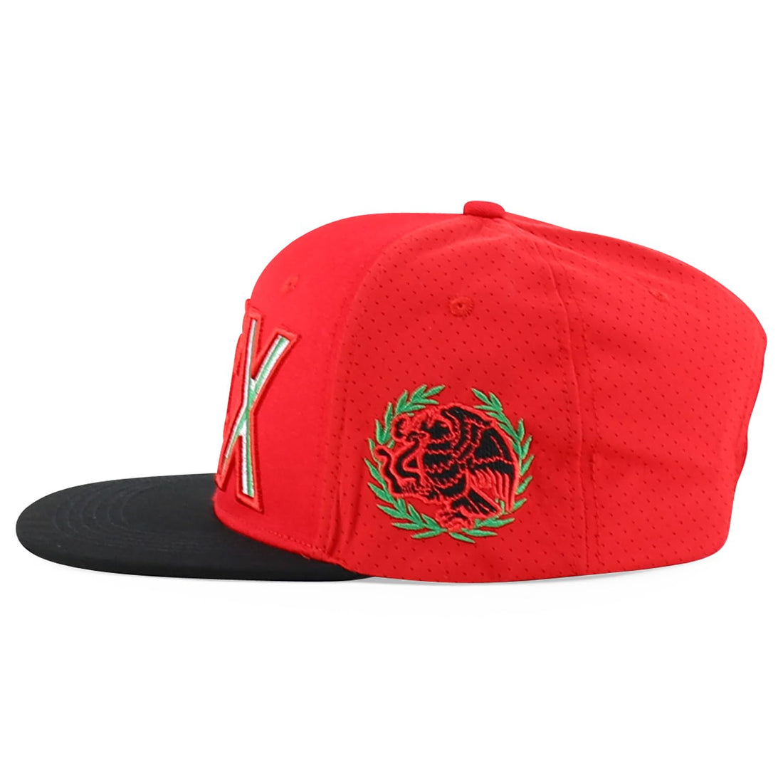 Trendy Apparel Shop Mexico Eagle Embroidered Laser Punching Mesh Back Flatbill Snapback Cap
