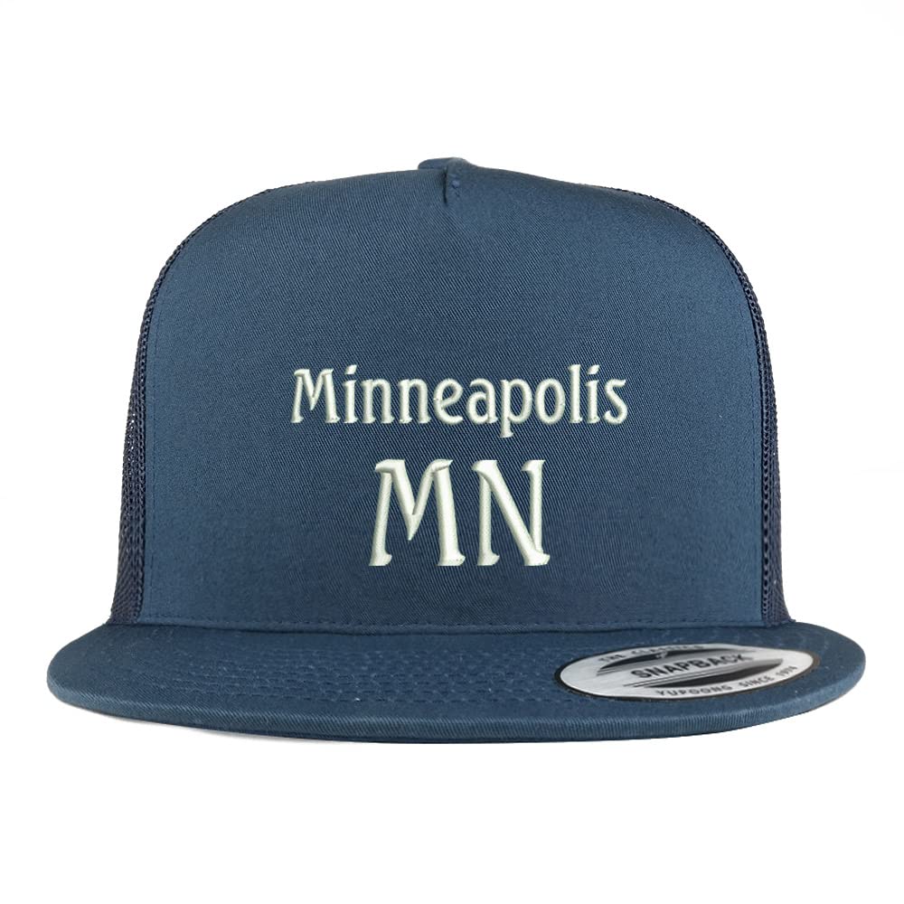 Trendy Apparel Shop Minneapolis MN Embroidered 5 Panel Flatbill Trucker Cap
