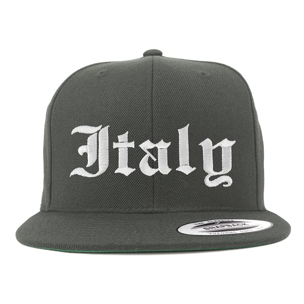 Trendy Apparel Shop Italy Old English Embroidered Flatbill Snapback