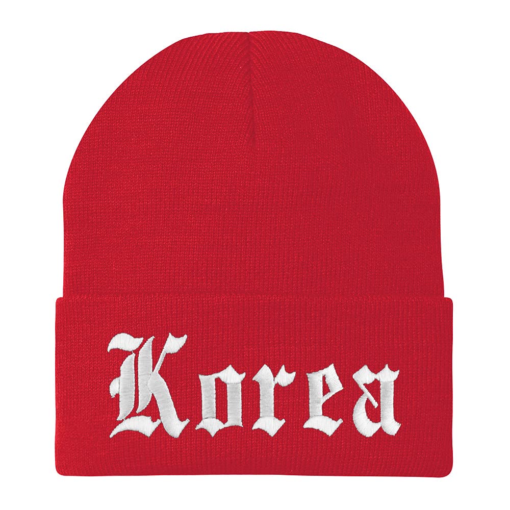 Trendy Apparel Shop Korea Old English Embroidered Long Cuff Beanie