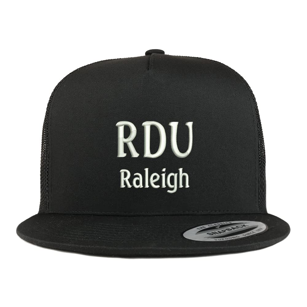 Trendy Apparel Shop RDU Raleigh Embroidered 5 Panel Flatbill Trucker Cap