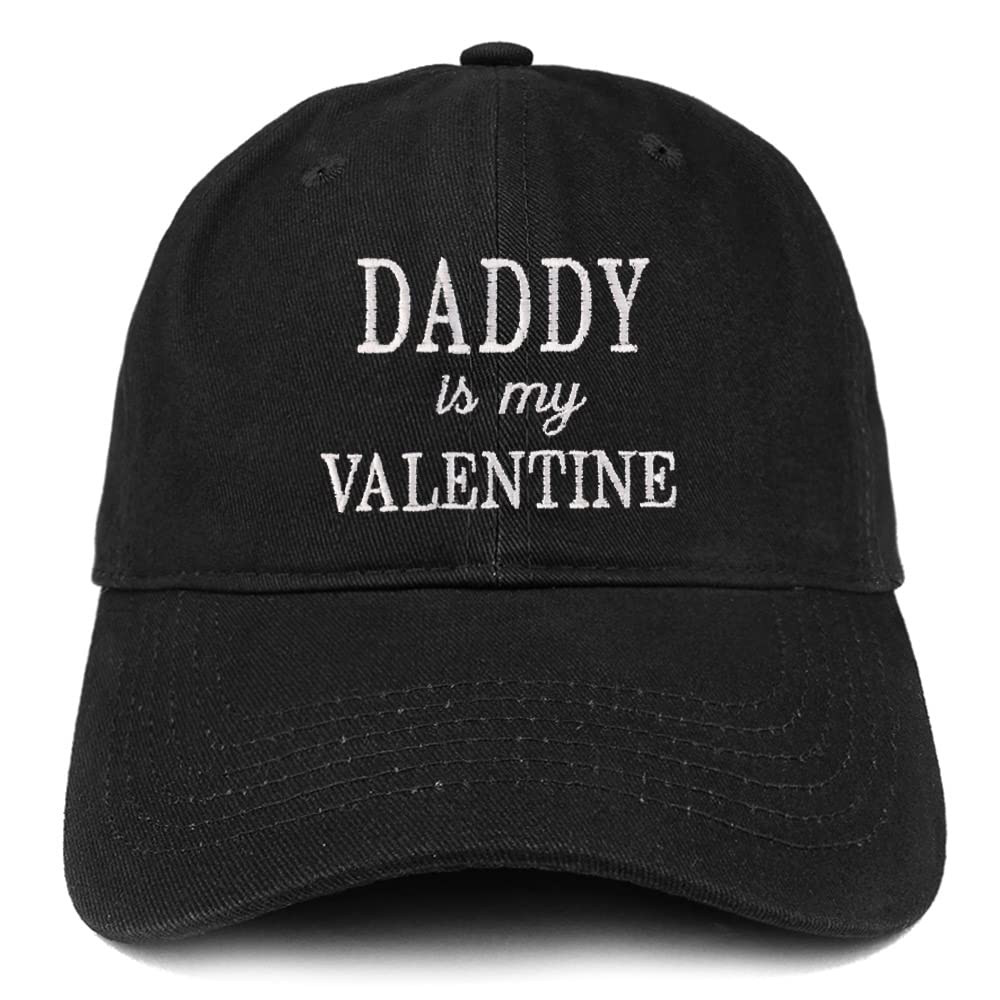 Trendy Apparel Shop Daddy is My Valentine Embroidered Low Profile Soft Cotton Baseball Cap