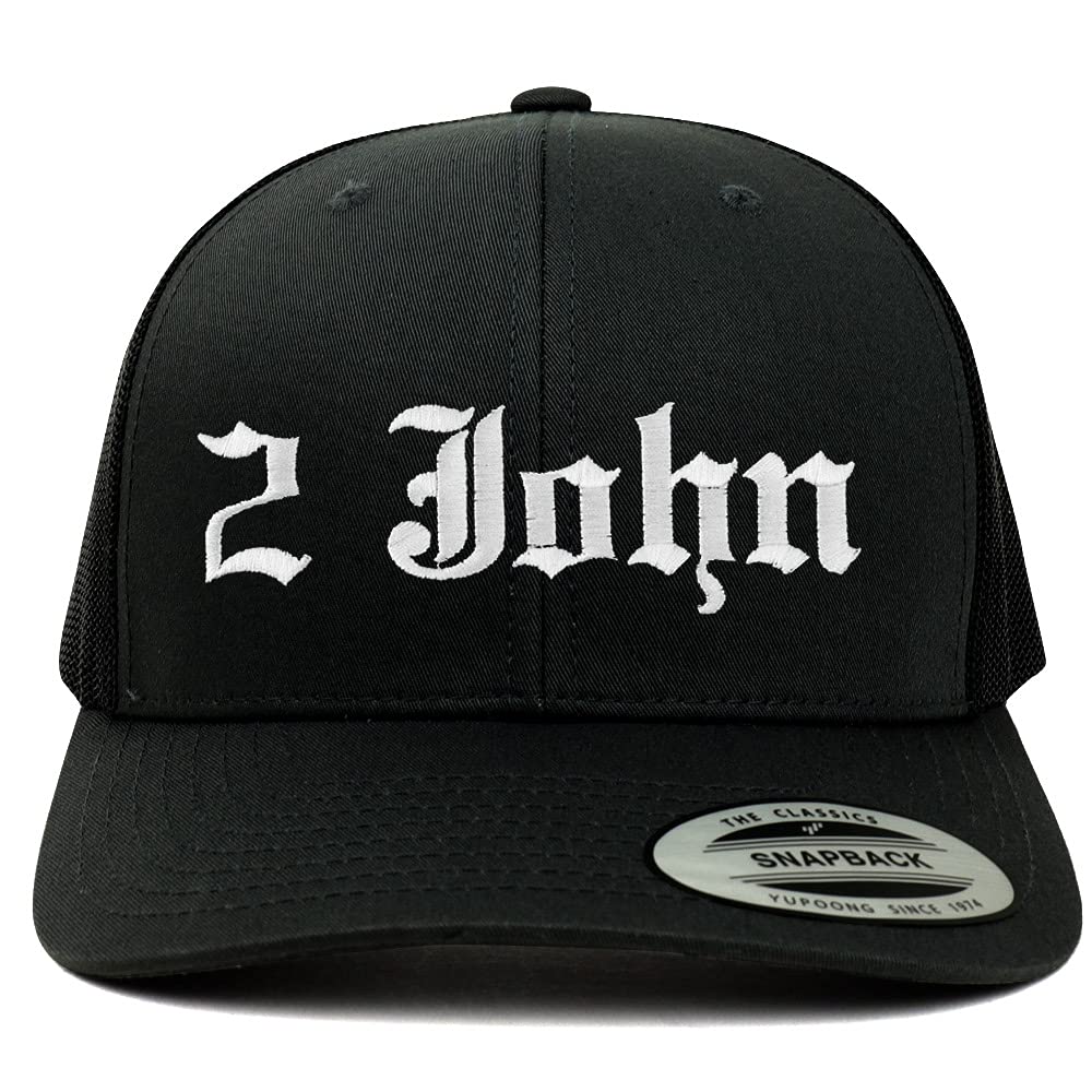 Trendy Apparel Shop 2 John Old English 6 Panel Trucker Mesh Cap