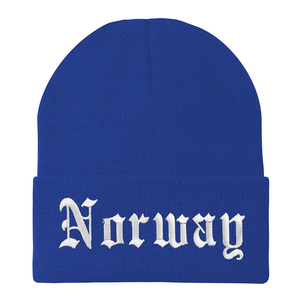 Trendy Apparel Shop Norway Old English Embroidered Long Cuff Beanie