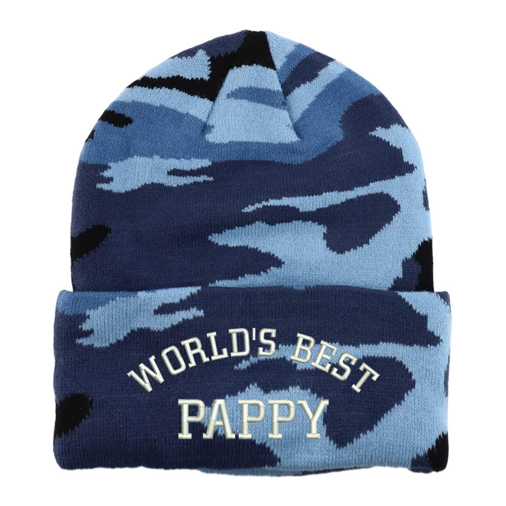 Trendy Apparel Shop World's Best Pappy Embroidered Made in USA Camo Beanie