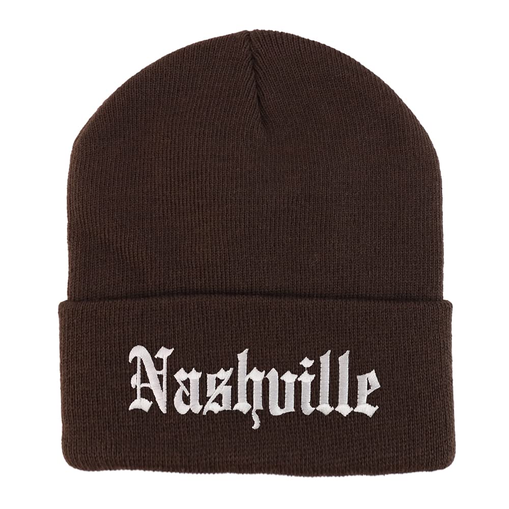Trendy Apparel Shop Nashville Old English Embroidered Long Cuff Beanie