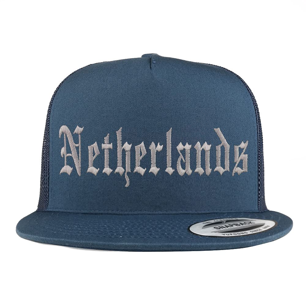 Trendy Apparel Shop Netherlands Old English 5 Panel Flatbill Trucker Cap